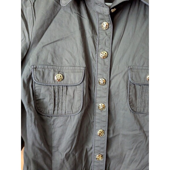 BeBe women green olive button down military shirt Size M - Picture 9 of 15